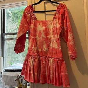 Loveshack Fancy Tie Die Denim dress